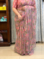 Semi Chiffon Floral Saree - Lilac