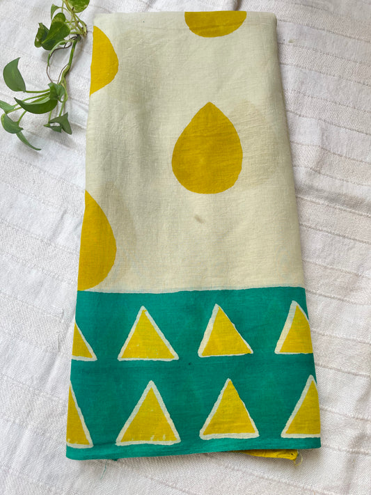 Abstract Handblock Mul Cotton Saree