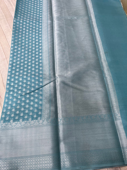 Banarsi Cotton Soft Silk Saree - Sky Blue