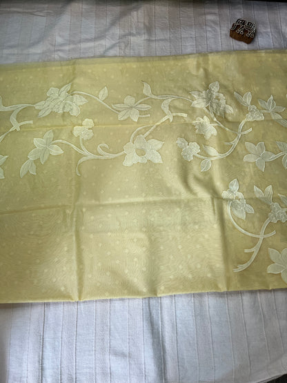 Pure Organza Applique Work Saree - Lemon
