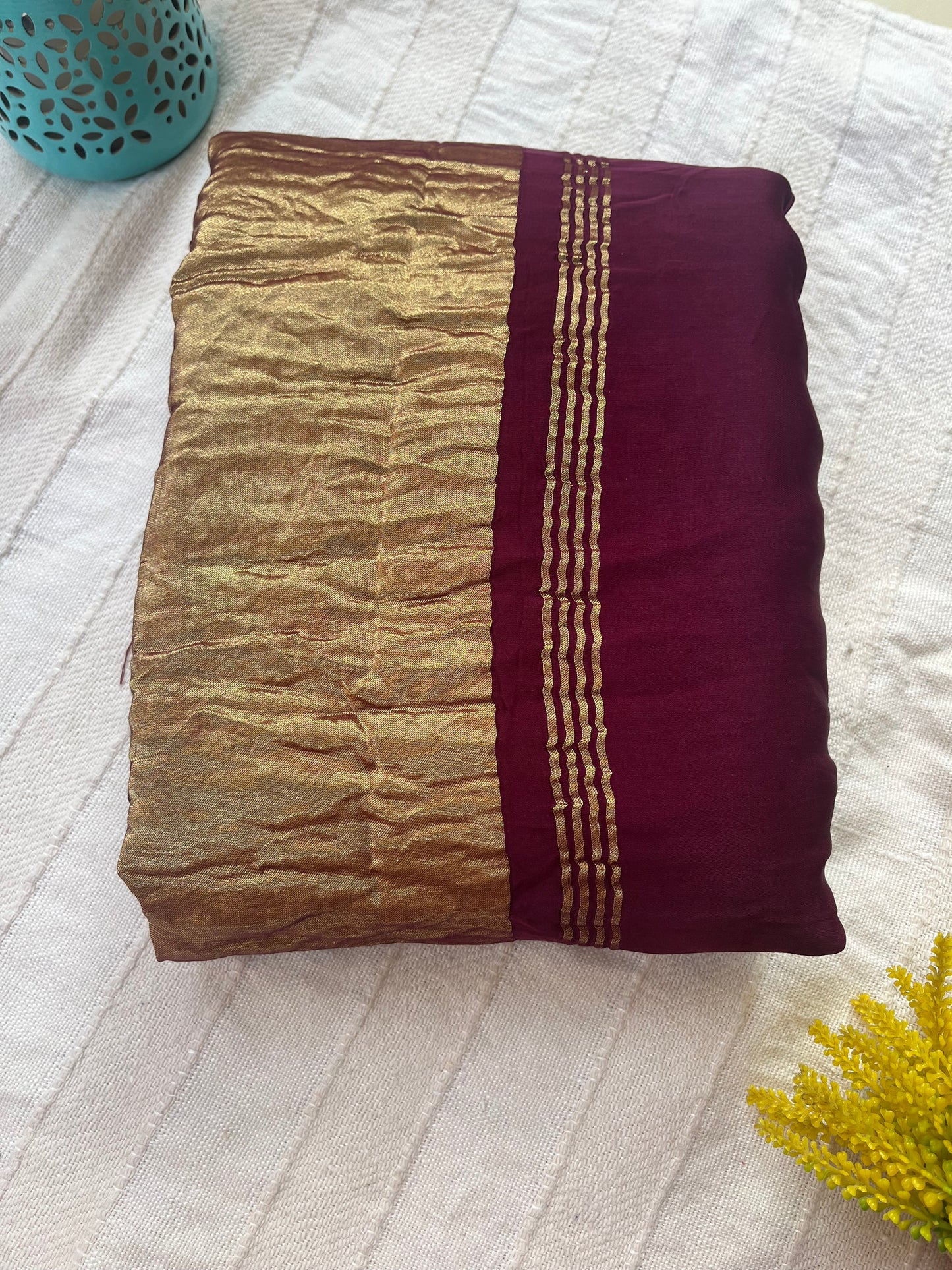 Wine Plain Modal Silk Saree with Tissue Palla and Tassels