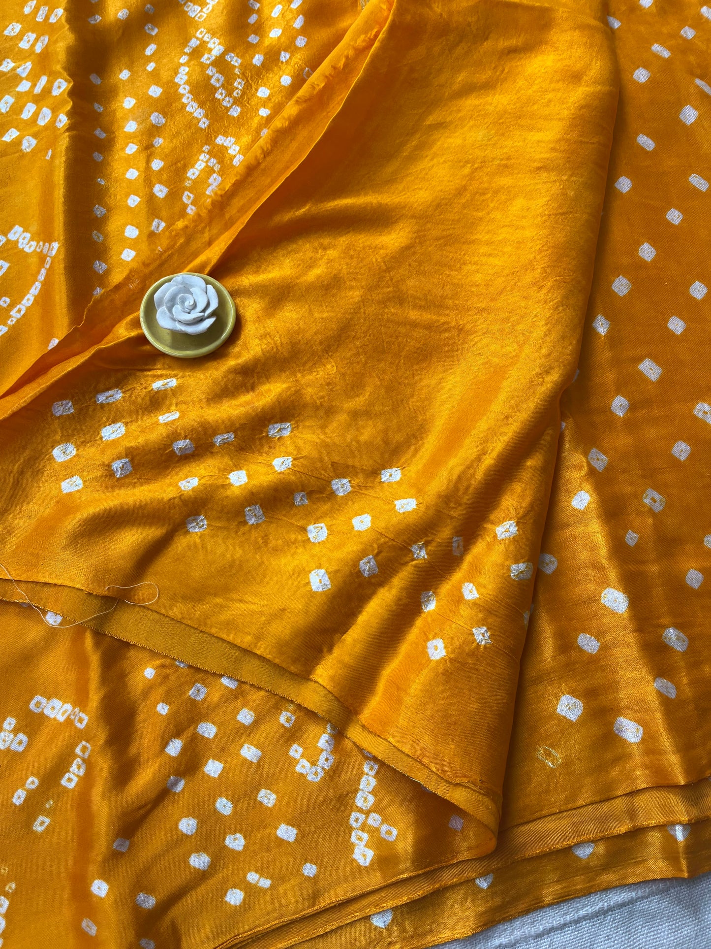 Bandhani Modal Silk saree with Tissue Palla - Mango Yellow