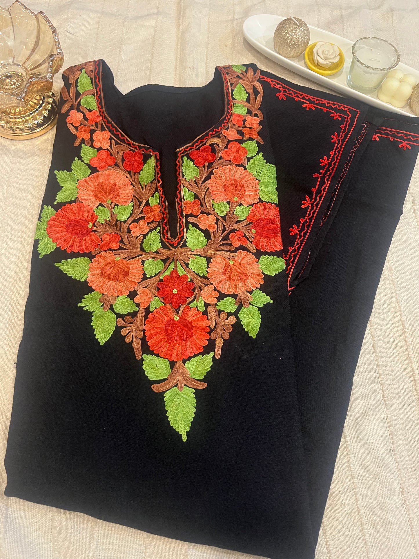 Kashmiri Aari Work Pheran - Black