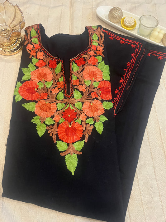 Kashmiri Aari Work Pheran - Black