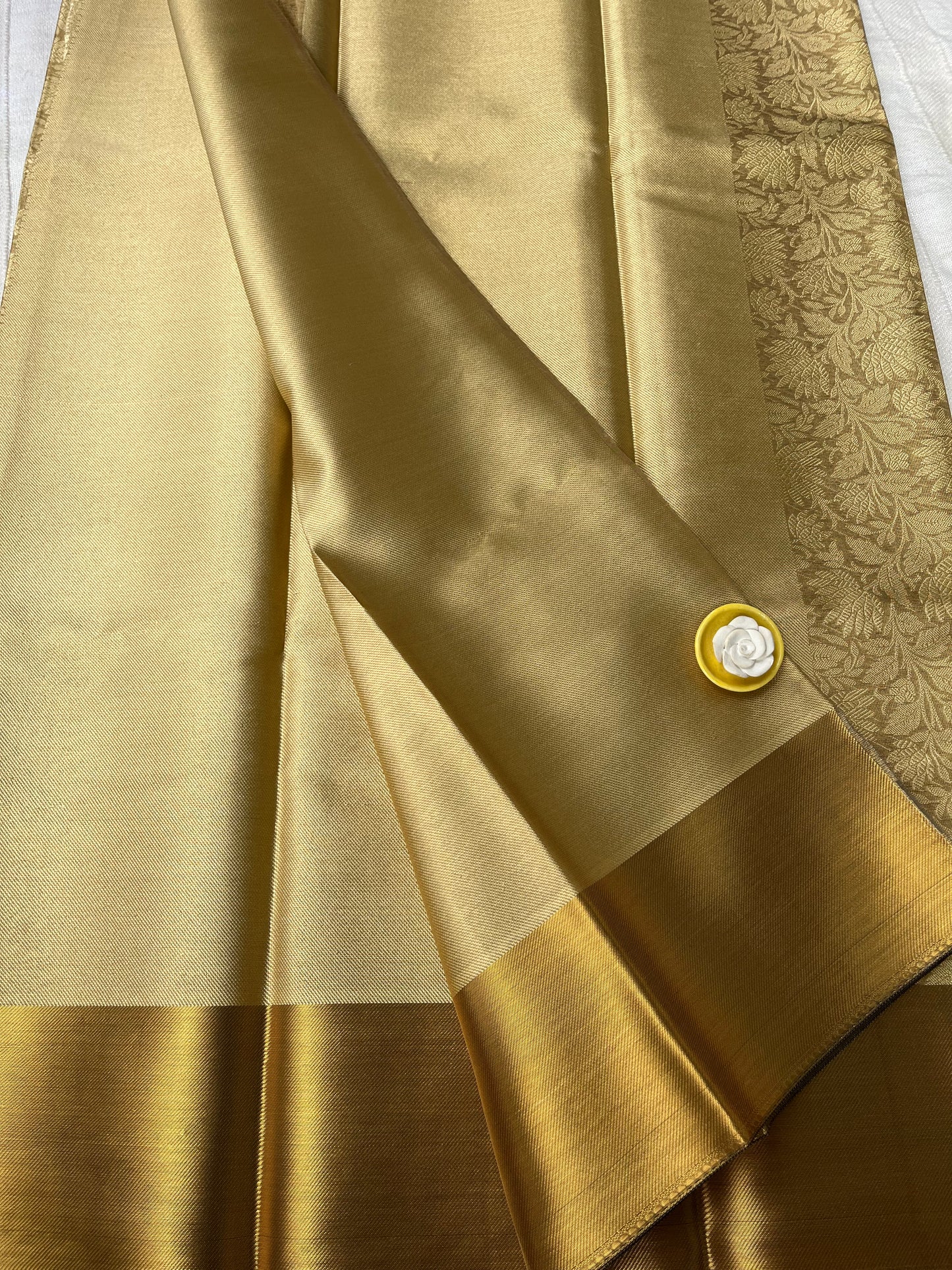 Banarsi Tissue Silk Saree - Gold with Full Body Weaving