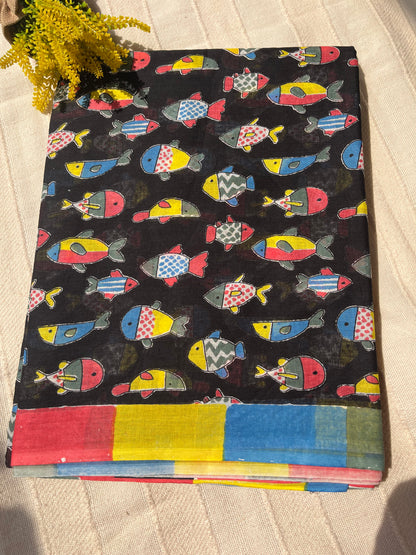 Black Fish Quirky Mul Cotton Saree