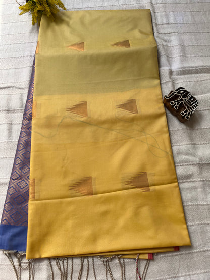 Soft Silk Saree -  Yellow & Purple Combination