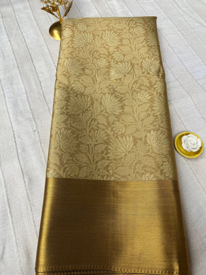 Banarsi Tissue Silk Saree - Gold with Full Body Weaving