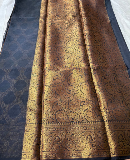 Banarsi Warm Silk Saree - Black Gold