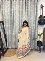 Chanderi Cotton Jamdani Saree - Pink Lotus Pond