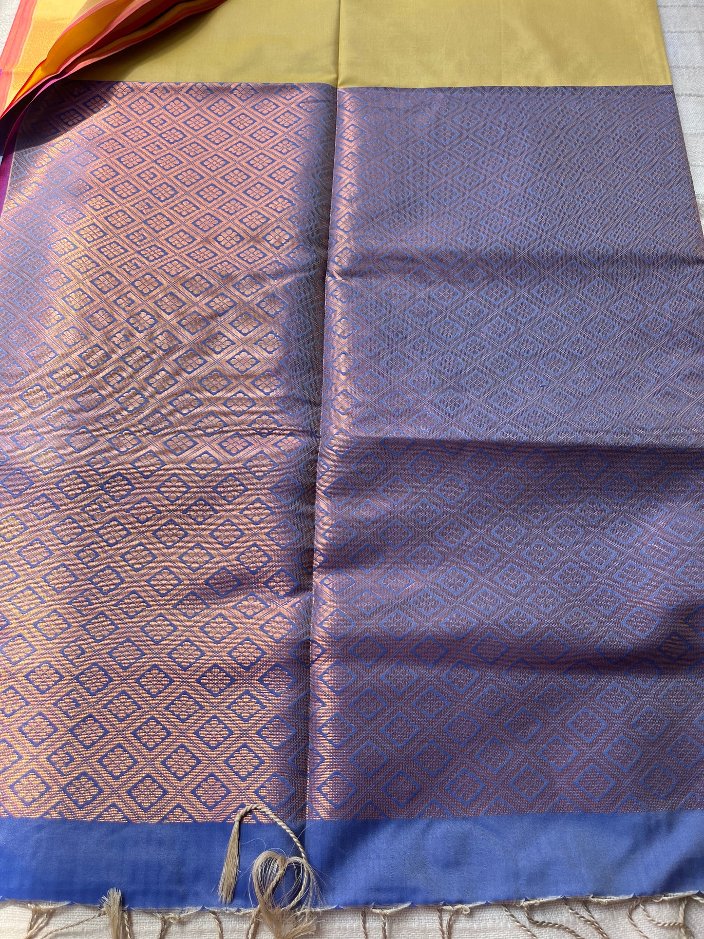 Soft Silk Saree -  Yellow & Purple Combination