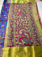 Kalamkari Printed Nelluri Silk Saree - Violet