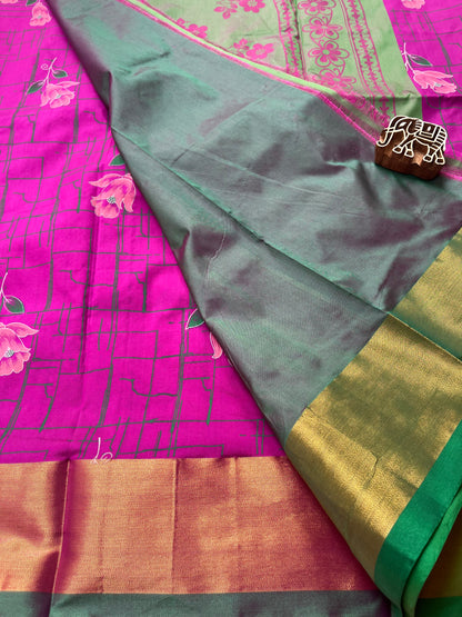 Kalamkari Printed Nelluri Silk Saree - Purple