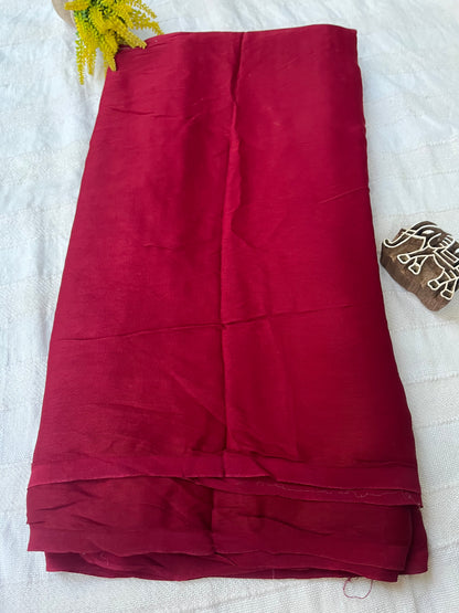 Maroon Plain Modal Silk Saree with Tissue Palla