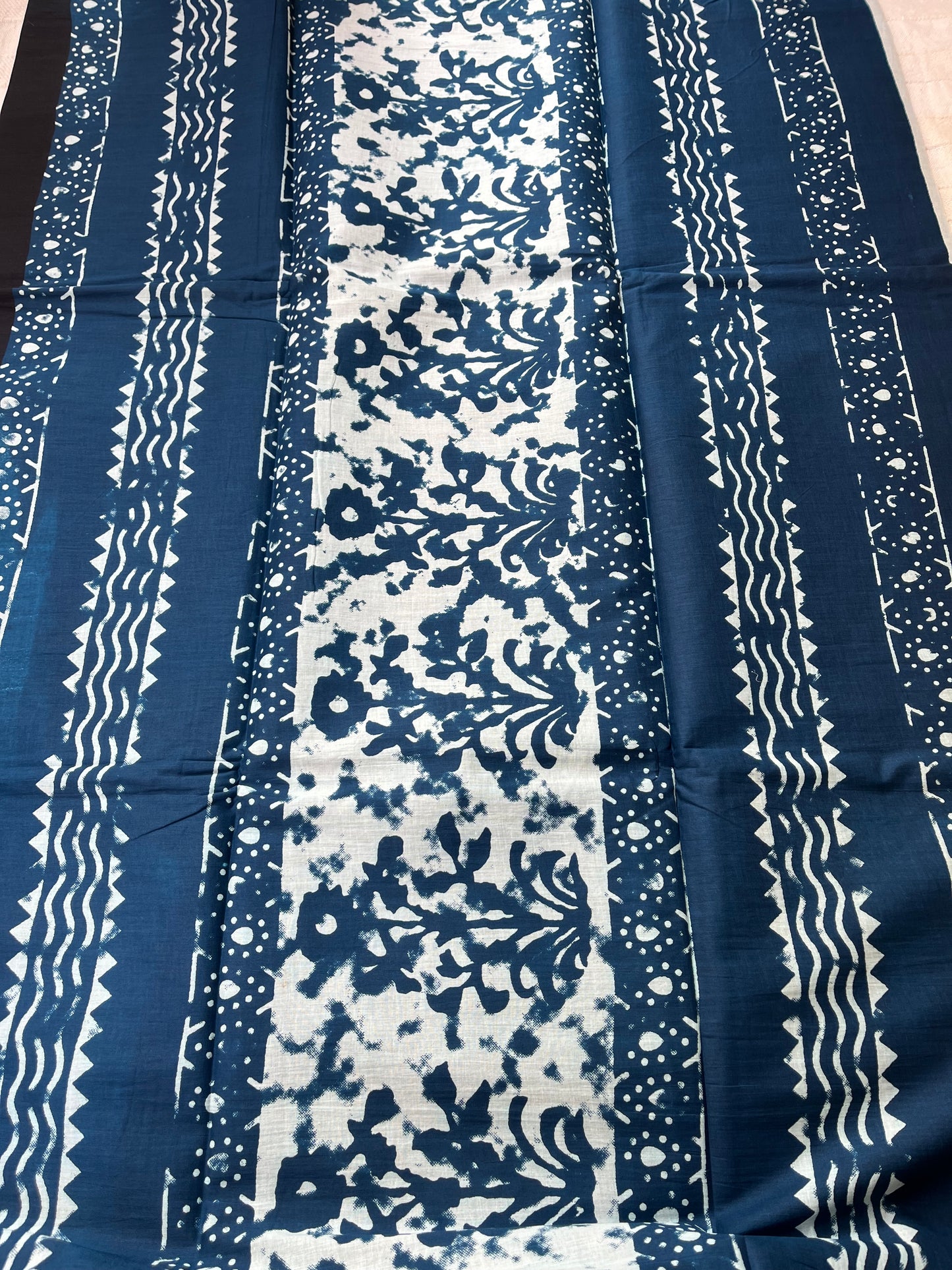 Black-Indigo Printed Mul Cotton Saree