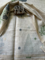 Chanderi Cotton Jamdani Saree - Black Flower Weaving