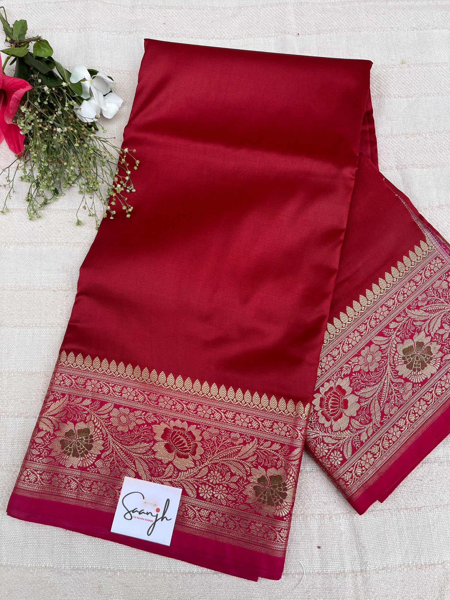 Banarasi Soft Silk Saree - Red-Pink
