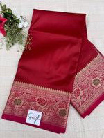 Banarasi Soft Silk Saree - Red-Pink