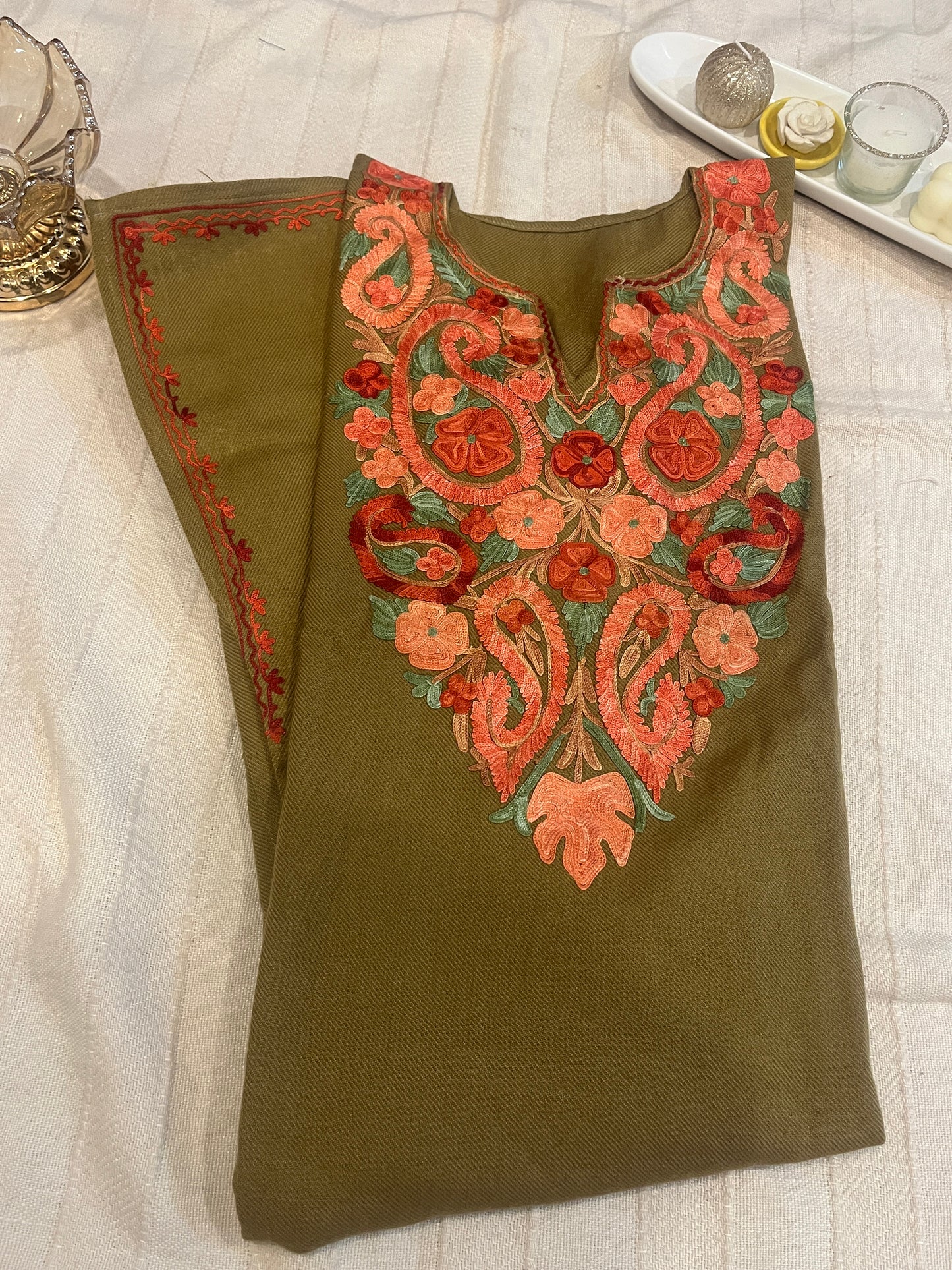 Kashmiri Aari Work Pheran - Beige