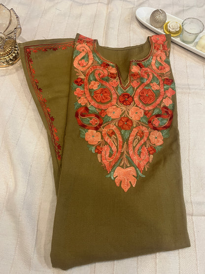 Kashmiri Aari Work Pheran - Beige