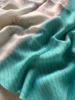 Quirky Linen Cotton Saree - Aqua Elephants