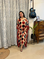 Ajrakh Modal Silk Kaftan - Multi Polka