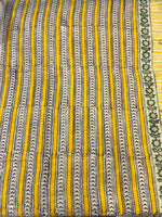 Lotus Handblock Mul Cotton Saree - Yellow
